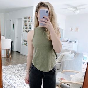 Madewell Mock Neck Shirt Tail Tank, XXS